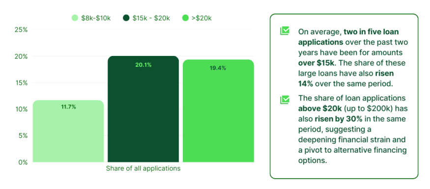 Average loan size by share of applications